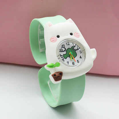 Cartoon Children Watches Baby Study Look The Time Toy Bracelet Kids Slap Watch for Boys Girls Birthday and Christmas Gift Clock