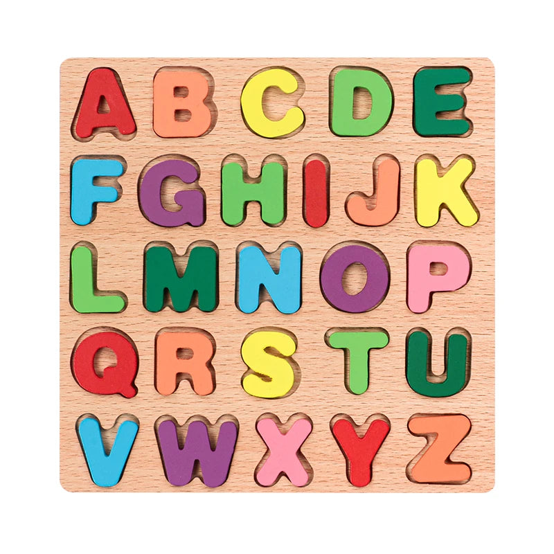 Kids Alphabetic Arithmetic Number Geometric Shapes Wooden Puzzle Montessori Preschool Learning Educational Game Toy for Children