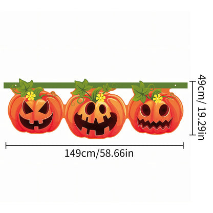 2D Halloween Horror Evil Pumpkin Man hanging Background Cloth Halloween Terror Atmosphere Indoor and Outdoor Decoration Supplies