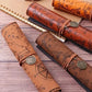 1PC Creative Treasure Map Retro Pencil Case Leather Large Capacity Roll Pencil Bag Embossed Buckle Simple Stationery Box Roll Po