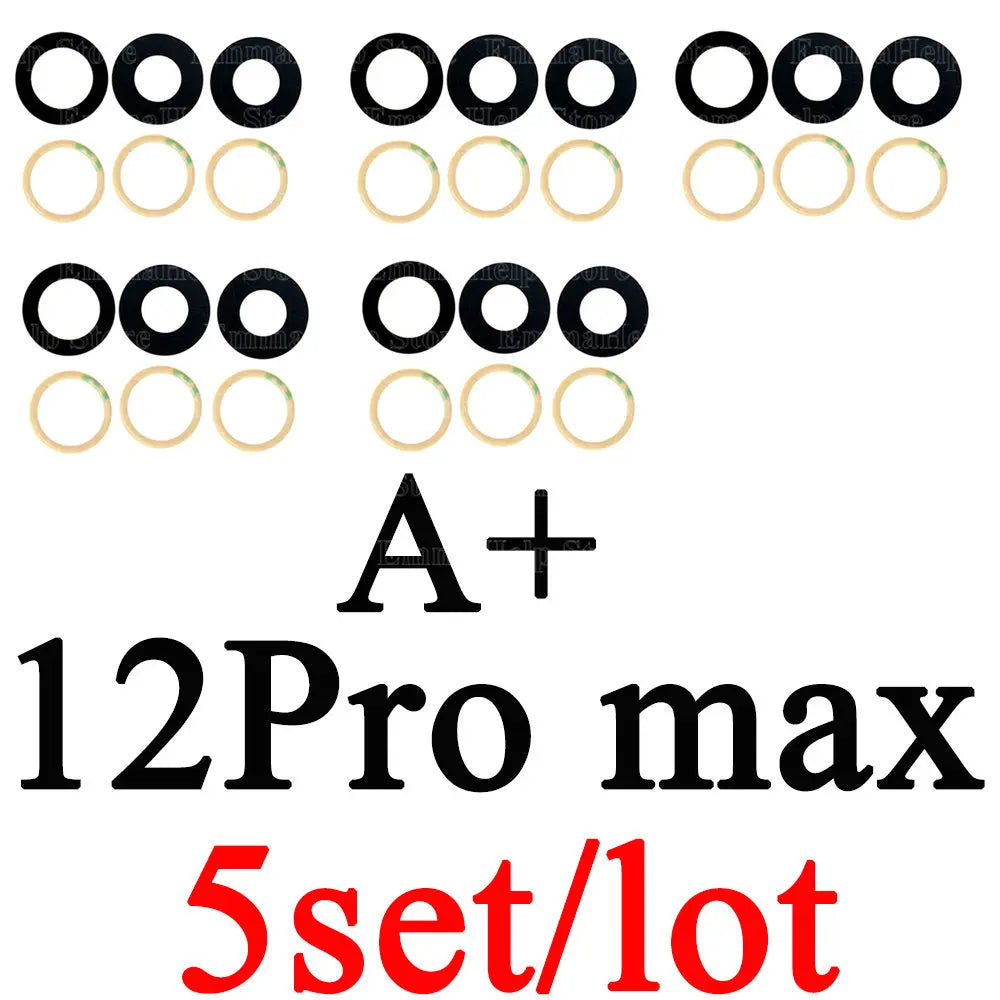 5pcs A+ Back Camera Glass for iPhone 15 Pro Max 14 13 Mini 12 11 XS Rear Camera Glass Lens Cover Holder Parts