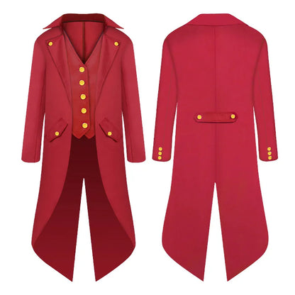 Steampunk Gothic Medieval Tailcoat Cosplay Costume, Tailcoat Jacket & Vest Suit for Adults and Kids, Halloween Role Play Outfit
