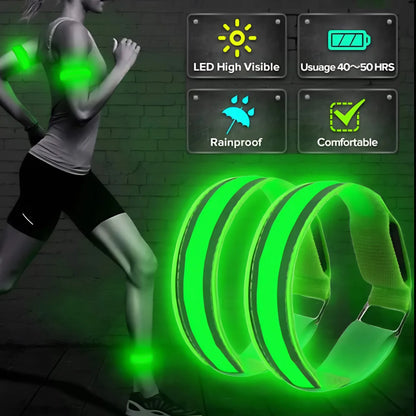 1PC USB Rechargeable LED Armband with Reflective Safety Strap for Night Running Cycling Outdoor Activities