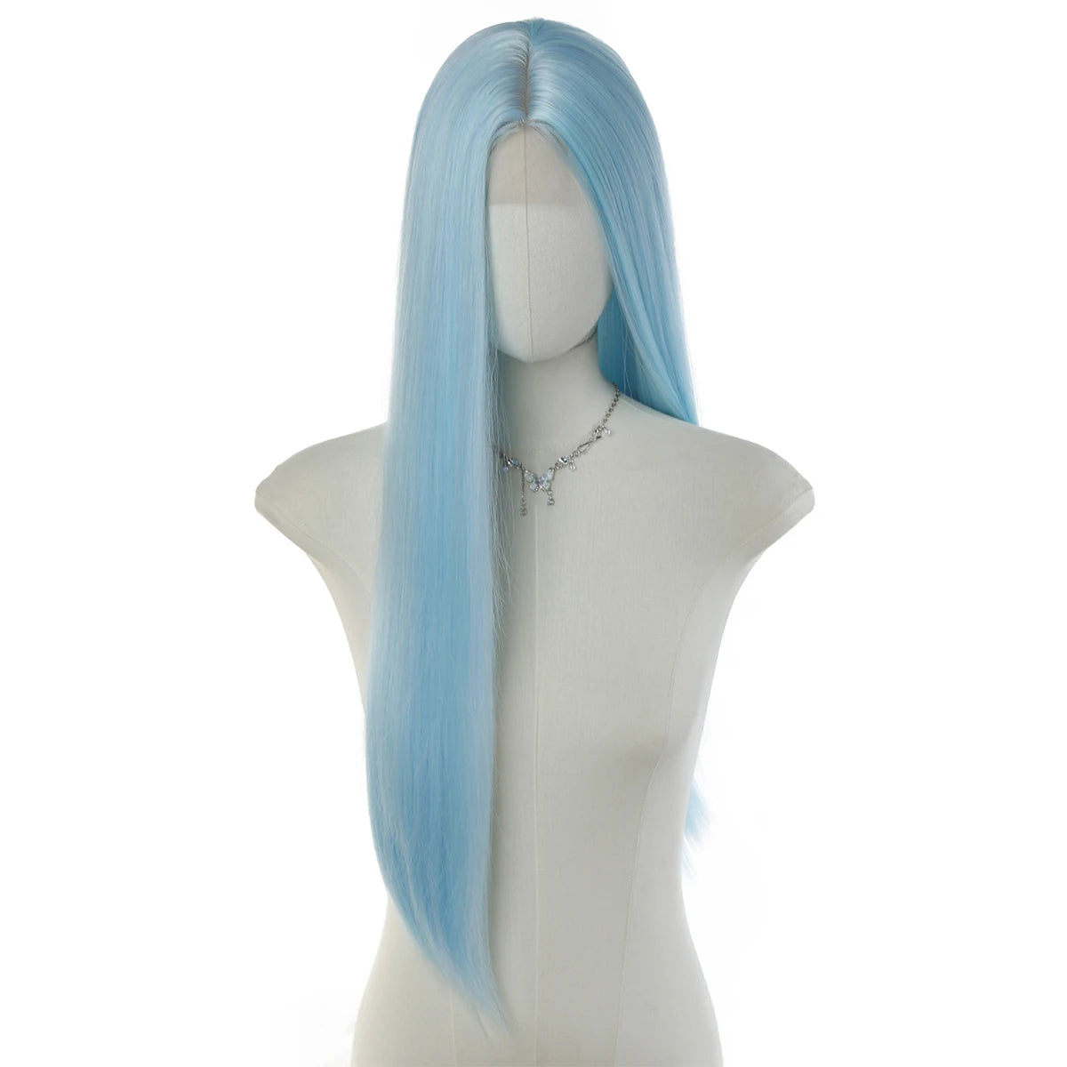 Elegant Long Blue Synthetic Wig 6.5*9.5 Lace Straight Heat Fiber Hair for Women for Cosplay Daily Halloween Christmas Parties
