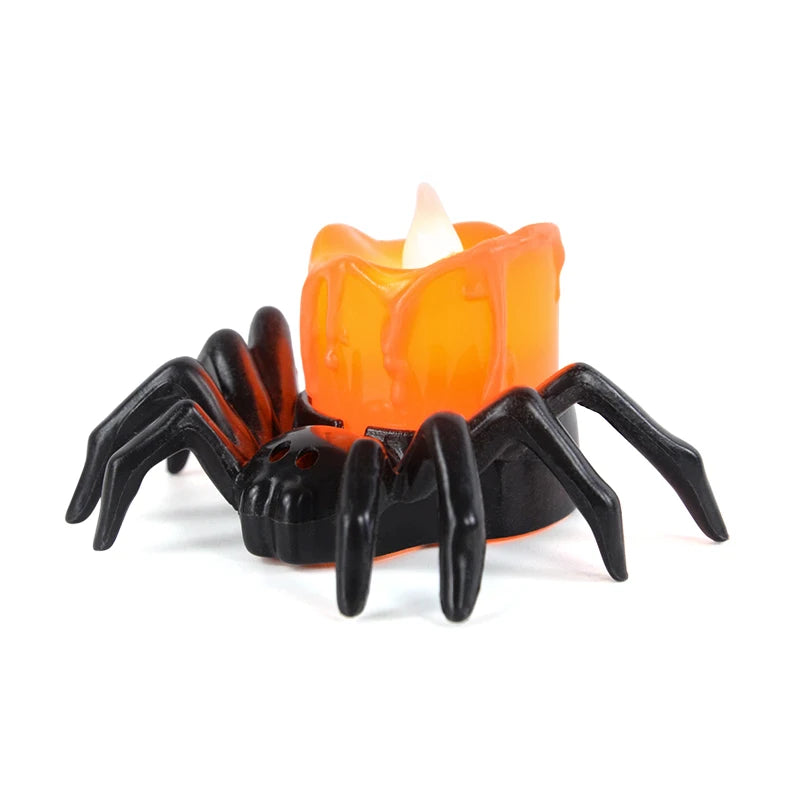1PCS Halloween Decorations LED Candle Light Plastic Spider Pumpkin Lamp for Home Bar Haunted House Halloween Party Decor