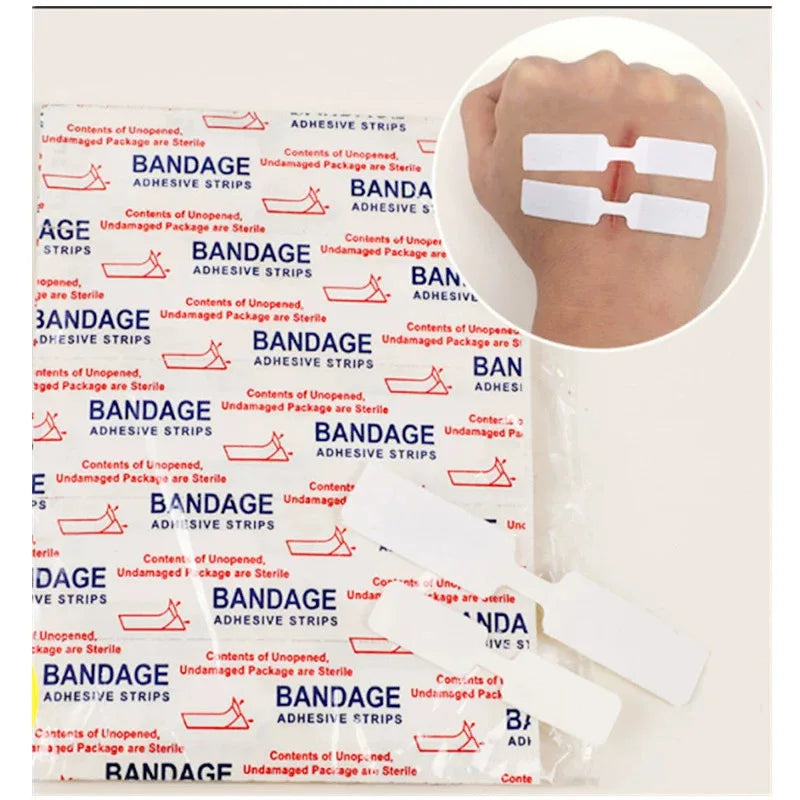 80pcs Butterfly Closure Bandage Strips - Adhesive Strip Stitch Bandages for Closing Skin Wounds with Non-Stick Pad