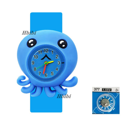Cartoon Children Watches Baby Study Look The Time Toy Bracelet Kids Slap Watch for Boys Girls Birthday and Christmas Gift Clock