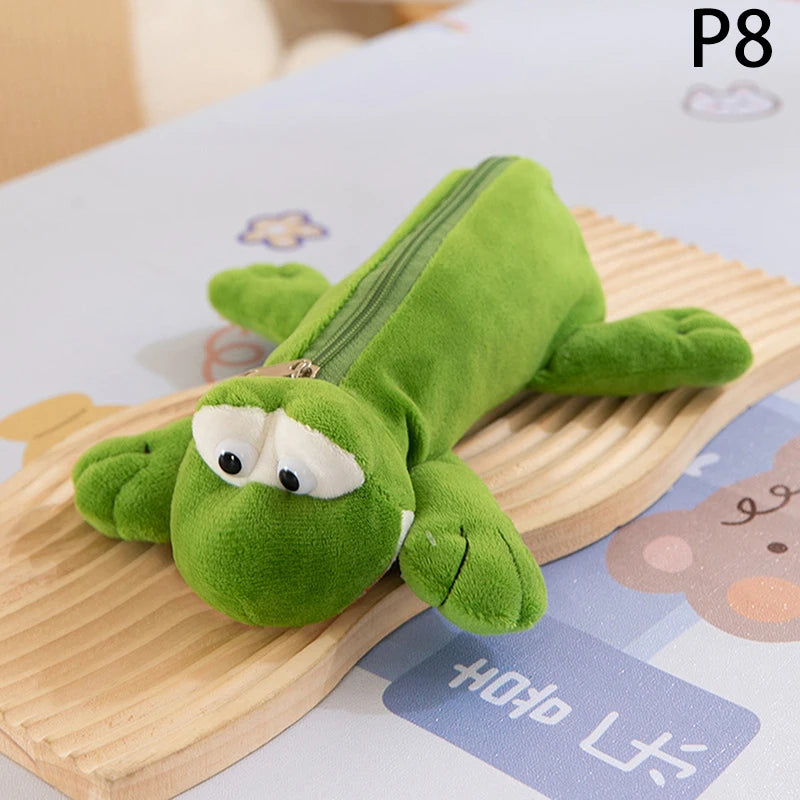 Cartoon Animal Elephant Lion Plush Pen Case For Kid School Season Large Capacity Supplies Stationery Storage Bag For Kid Gift