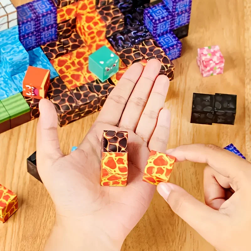 Magnetic Building Blocks Mine World Cube Magnet Set for Kid Age 3+ DIY Model Children Exercise thinking and Creativity Gift Doll