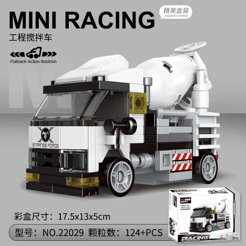 Racing Car Bus Engineering Vehicle Ambulance Pull Back Model Building Blocks Brick Toys Children Boys Compatible With Lego