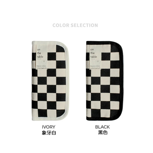 Simple Black and White Plaid Canvas Pencil Case School pencil case Kawaii Stationery Storage Bag aesthetic stationery