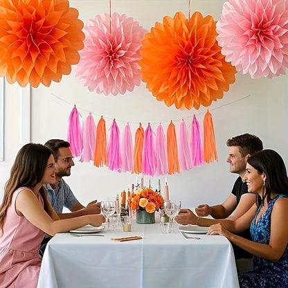 15Pcs Vibrant Tassel Garland Banners - Ideal for Birthday, Halloween, Christmas, Weddings Party Decorations and Home Decorations