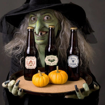 12pcs Irregular Halloween Potion Wine Bottle Labels,Apothecary Stickers For Spooky Party,Ideal For Haunted House Bar Decor Gift