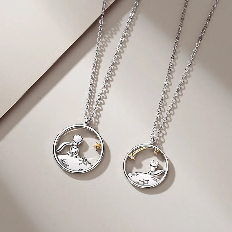 Fashion Cute Prince Little Fox Pendant Necklaces Choker Couple Necklaces Pendants Women Jewelry Accessories Valentine's Day Gift