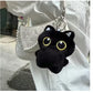Cute Black Cat Plush Toy Keychain, Cartoon Kitten, Soft Stuffed Doll Pendant, Car Key, Backpack, Bag Decoration