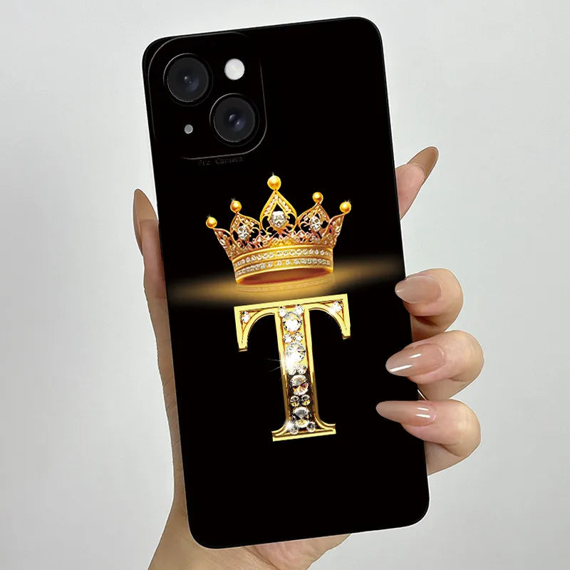 For Apple iPhone 15 Plus Case iPhone15 Pro Crown Letter Cover Soft Liquid Phone Case For iPhone 15 Pro Max iPhone15 Fundas Coque