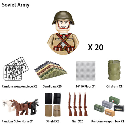 40/set World War II military building blocks National army soldier Character weapon assembly building block Children's toy gifts