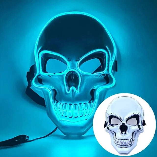 Halloween Adult Purification Mask LED Glowing Skull Terror Mask Cold Light Mask Role Playing Masquerade Ball