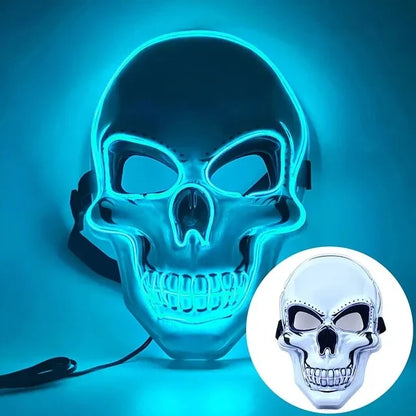 Halloween Adult Purification Mask LED Glowing Skull Terror Mask Cold Light Mask Role Playing Masquerade Ball