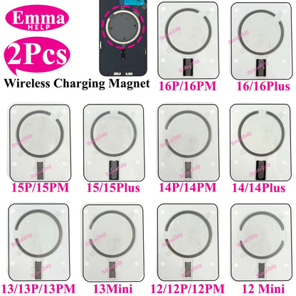 2Pcs Wireless NFC Charging Magnetic  For iPhone 12 13 16 Pro Max 14 15 Plus Rear Cover Back Glass MagSafe Charger Magnet Repair