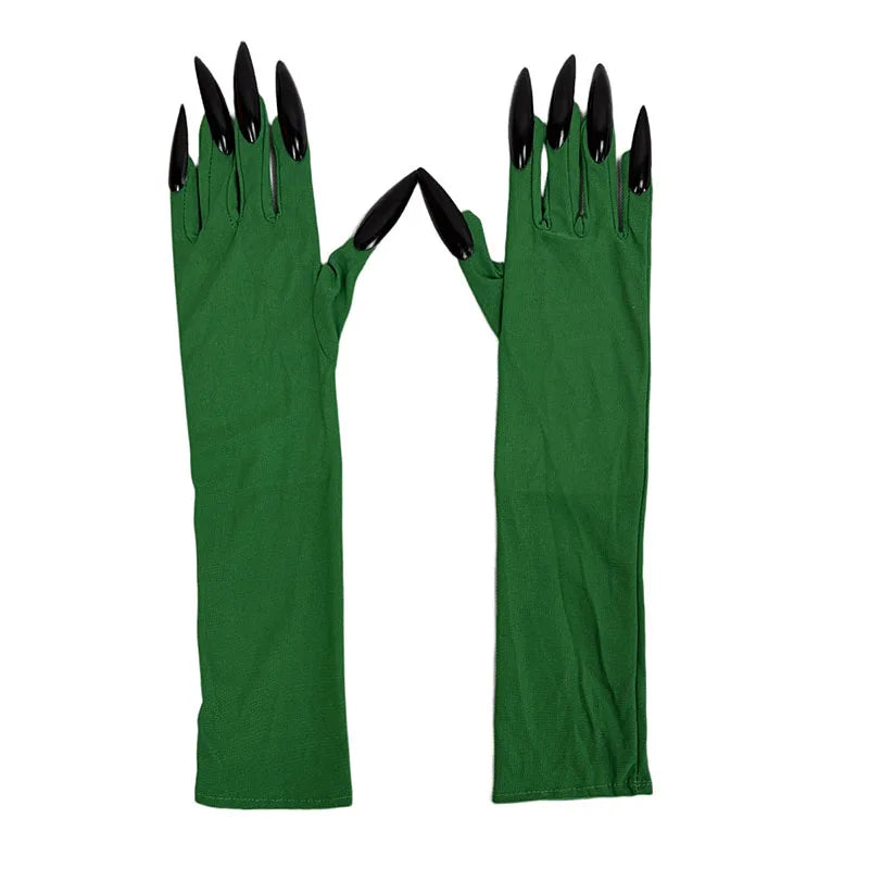 Scary Ghost Claw Halloween Black Green Red Gloves Long Nails Witch for Horror Thriller Cosplay & Costume Performances Accessorie