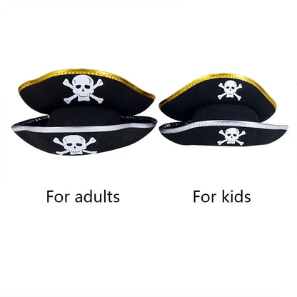 Pirate Hats Halloween Props Cosplay Dance Parties Children/adults Caribbean Pirate Clothing Hats with Gold and Silver Edges