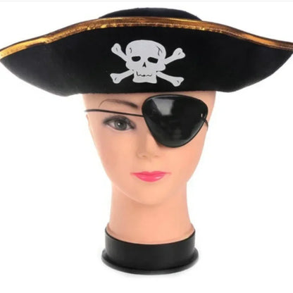 Pirate Hats Halloween Props Cosplay Dance Parties Children/adults Caribbean Pirate Clothing Hats with Gold and Silver Edges