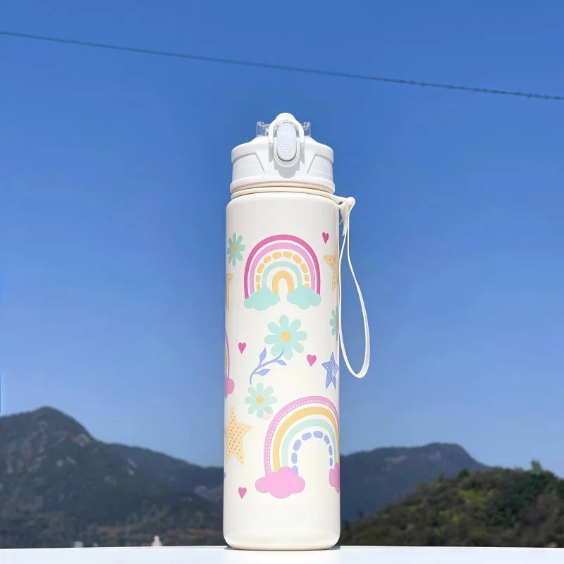 750ml Dinosaur Water Bottle For Kids Water Sippy Cup With Silicone Straw Leakproof Plastic Water Bottles Summer Kids Water Cup