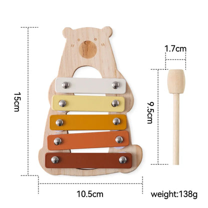 Montessori Wooden Toy Multicolor Xylophone Bell Beads Drum Column Musical Instrument Toy Kid Educational Musical Instrument Gift
