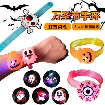 10/20PCS Cute Halloween Glowing Rings Glow Bracelet Christmas Ghost Pumpkin Snowman Child Kids Gift Halloween Party Decoration