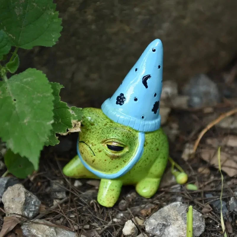 Creative Party Hat Cute Little Frog Statue Garden Courtyard Crafts Decoration Give Halloween Gift to Friends