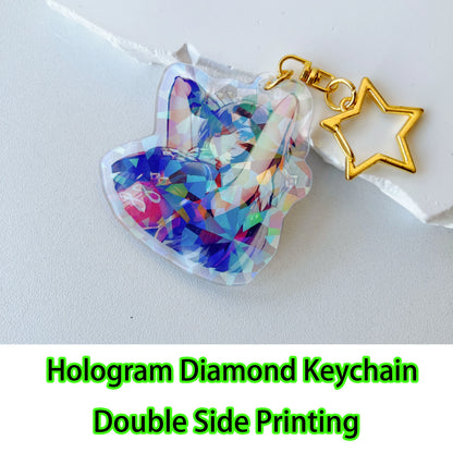 Custom Logo Acrylic Keychain Cat Dog ID Charm Print Holographic Personal Photo Pet Souvenir Birthday Gift Tag Name Key Chain
