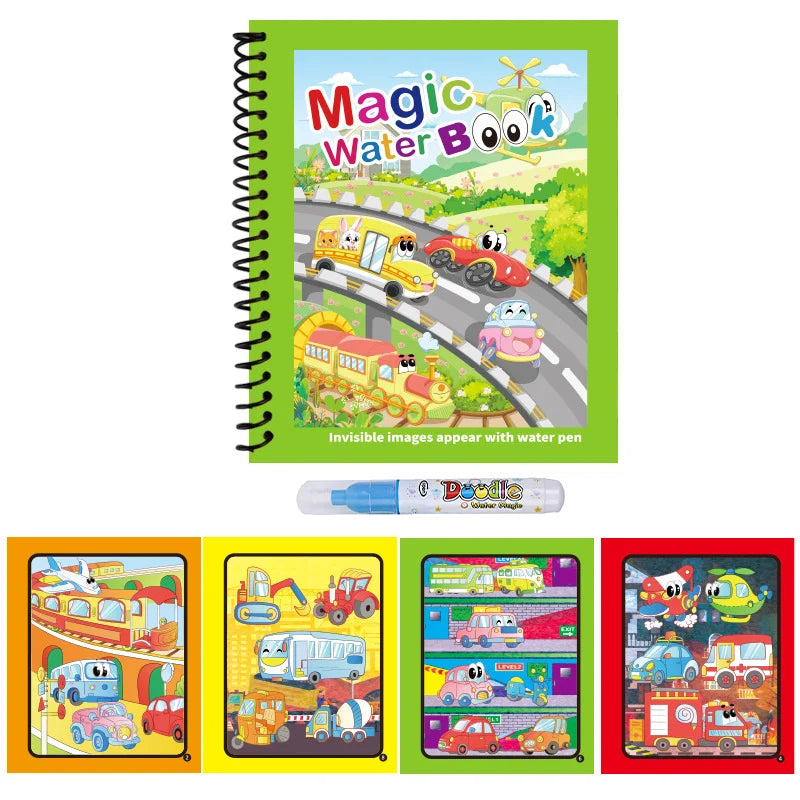 1pc Reusable Water Drawing Book Magic Water Book Mess-Free Magic Painting Pad with Refillable Water Pen Learning  Education Toy