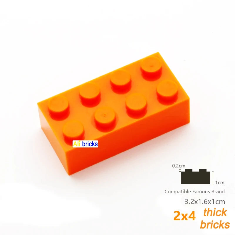 80pcs Bulk Building Blocks Thick Figures Bricks 2x4 Dots Educational Creative Size Compatible With 3001 Plastic Toy for Children