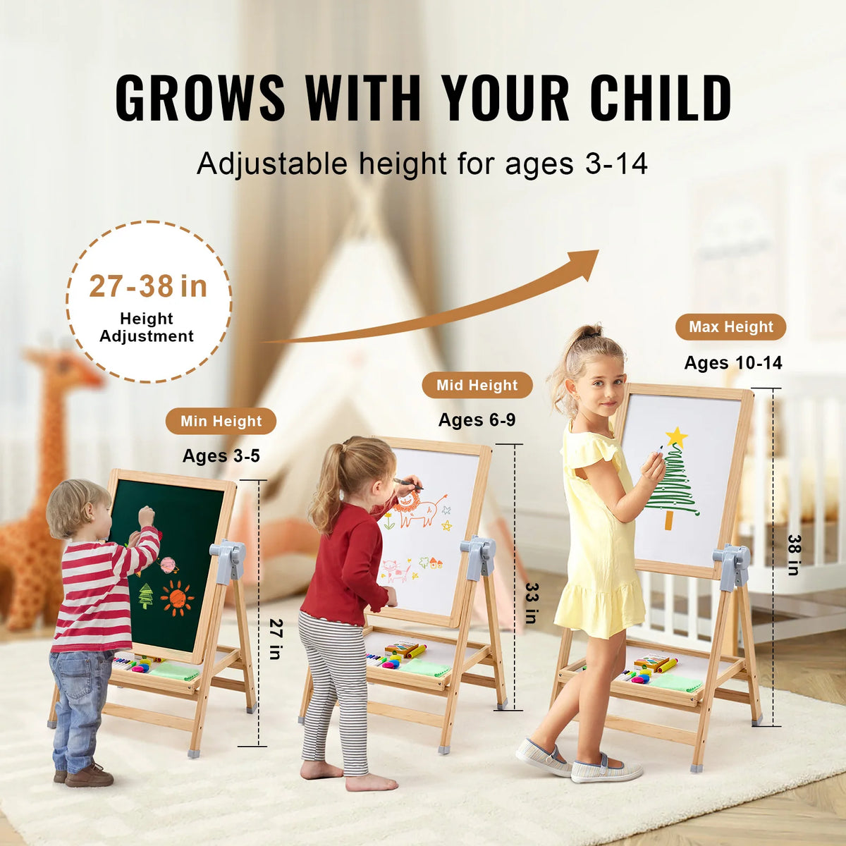 SucceBuy Standing Magnetic Drawing Board WordPad Art Easel with Painting Accessories Children Educational Toys for Kids Boy Girl