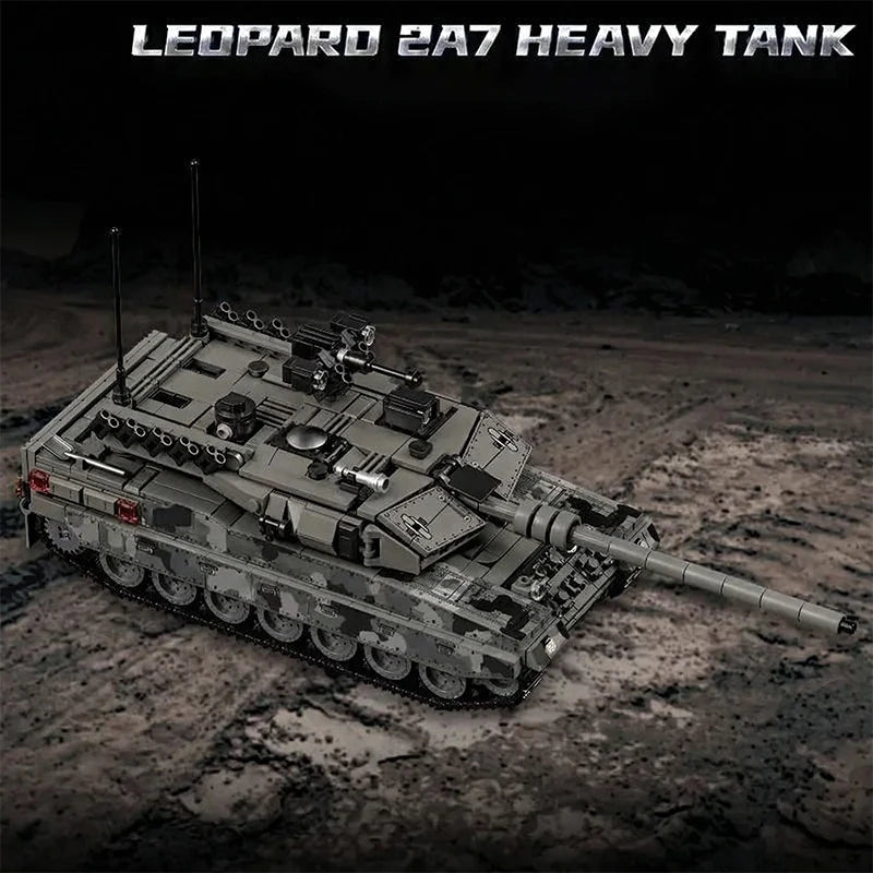 1007pcs Military Series Building Blocks Model War Leopard 2A7 Heavy Tank Bricks Sets WW2 Creative Toys Adult Gifts Room Decor