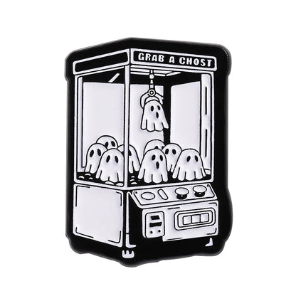 Retro Ghost Claw Machine Enamel Pin Vintage Cassette Camera Spooky Vibes Only Halloween Brooches Lapel Badge Jewelry Gifts