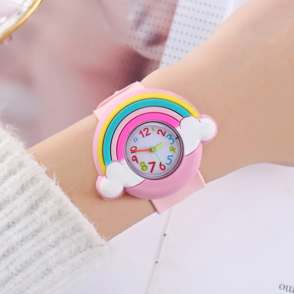 New Rainbow Cloud Printed Silicone Band Children's Watch Girl Cute Cartoon Quartz Watch Kids Watches Boys Girl Watche