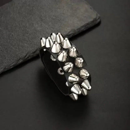 Fashionable Pu Leather Punk Style Rock Band With Personalized Motorcycle Leather Bracelet Suitable For Halloween Gifts