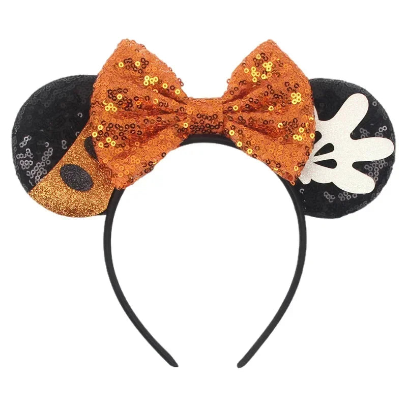 Disney leather Bat Bows Mickey Mouse Ear Headband for Adults Halloween Headwear Women Girls Cosplay Ghost Party Hair Accessories