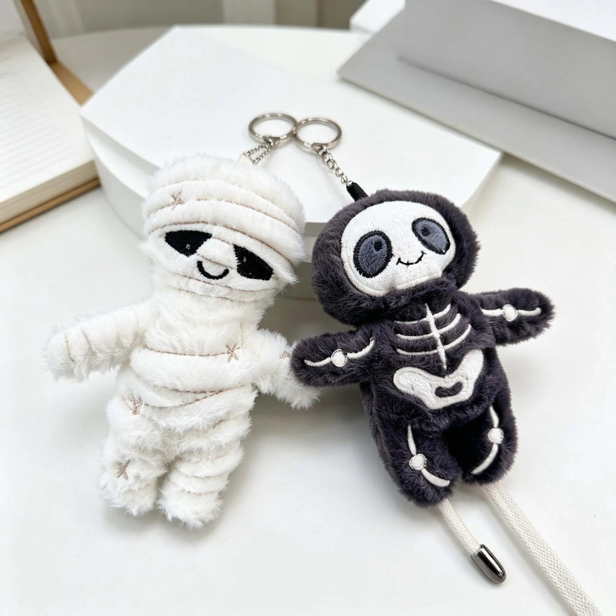 Cute Mummy Skeleton Plush Keychain Soft Stuffed Bag Pendant Halloween Keyring Gift Backpack Car Accessory