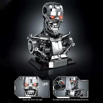 1469PCS Mecha Skull Skeleton Robot Building Blocks Movie T800 Bust Figures Model Desktop Ornament Construction Bricks Toys Gift