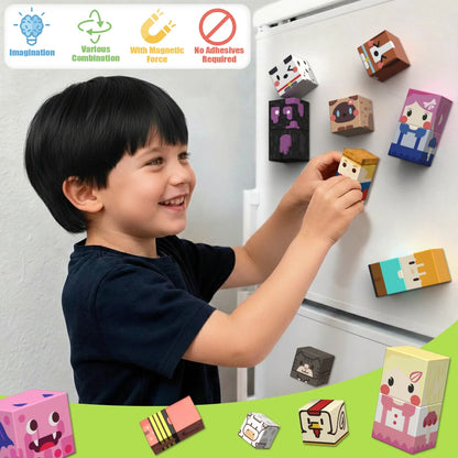 Magnetic Building Blocks Magnet World Character People Animal Brick Cube STEM Educational Toy Gift for Boys Girls Children