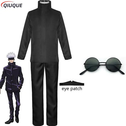 110-3XL Black / Blue Gojo Satoru Cosplay Costume Eye Patch Wigs Glasses Anime Halloween Party Unisex Uniforms