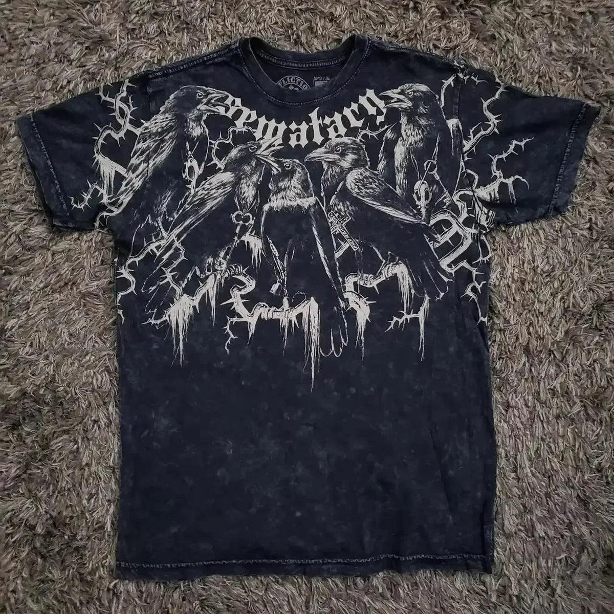90s affliction Hip Hop Skull Graphic t shirts Men Streetwear Goth Tops Men Clothes Casual Gothic Oversized Long Sleeve T shirt