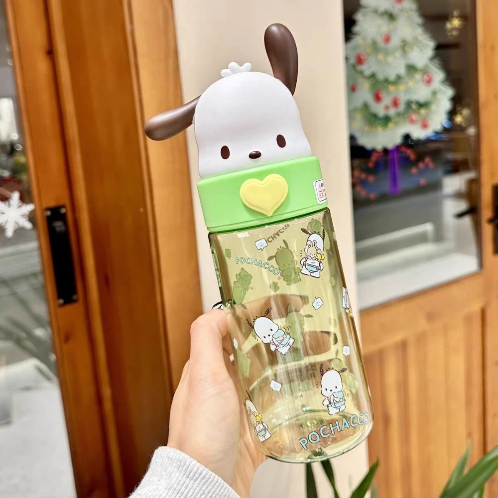 500ML Sanrio Hello Kitty Kuromi Clear Cup Anime Melody Cinnamoroll Outdoor Camping Travel Kawaii Water Mugs Friend Birthday Gift