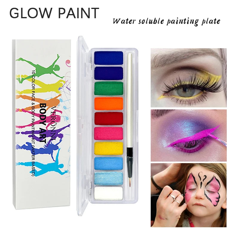 10 Colors Glow Fluorescent Neon Oil Face Body Art Paint UV Glow Oil Painting Halloween Party Fancy Dress Beauty Makeup Cosmetics
