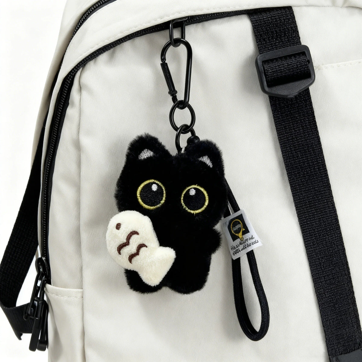 2Pcs Cool Plush Black Cat Doll Toy Keychain Bag Pendant Charms Car Keyring Accessories for Women Couples Kawaii Gift