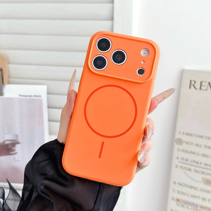 dark cherry Magnetic Liquid Silicone Case For iPhone 18 17 16 15 Pro Max Magsafe Wireless Charging Protection Phone Back Cover