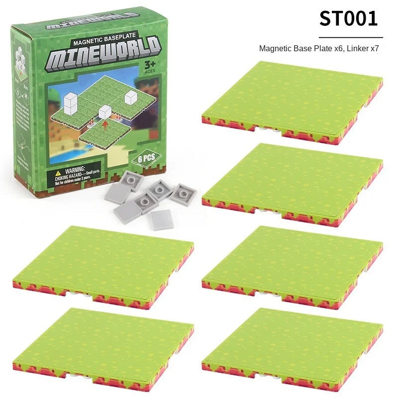 Magnetic Base Plate Variety Baseplates Match Mine World Magnetic Building Blocks Toys for Boys and Girls 3+ DIY Children Toy